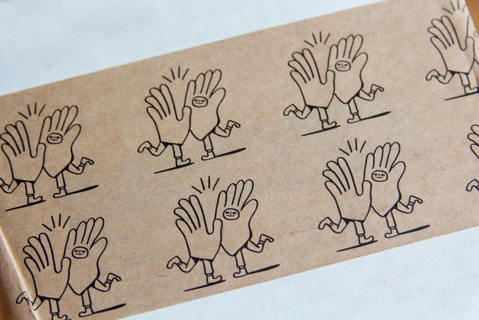 Just Hand Stuff Eco Friendly Packing Tape with high five icon in a grid style
